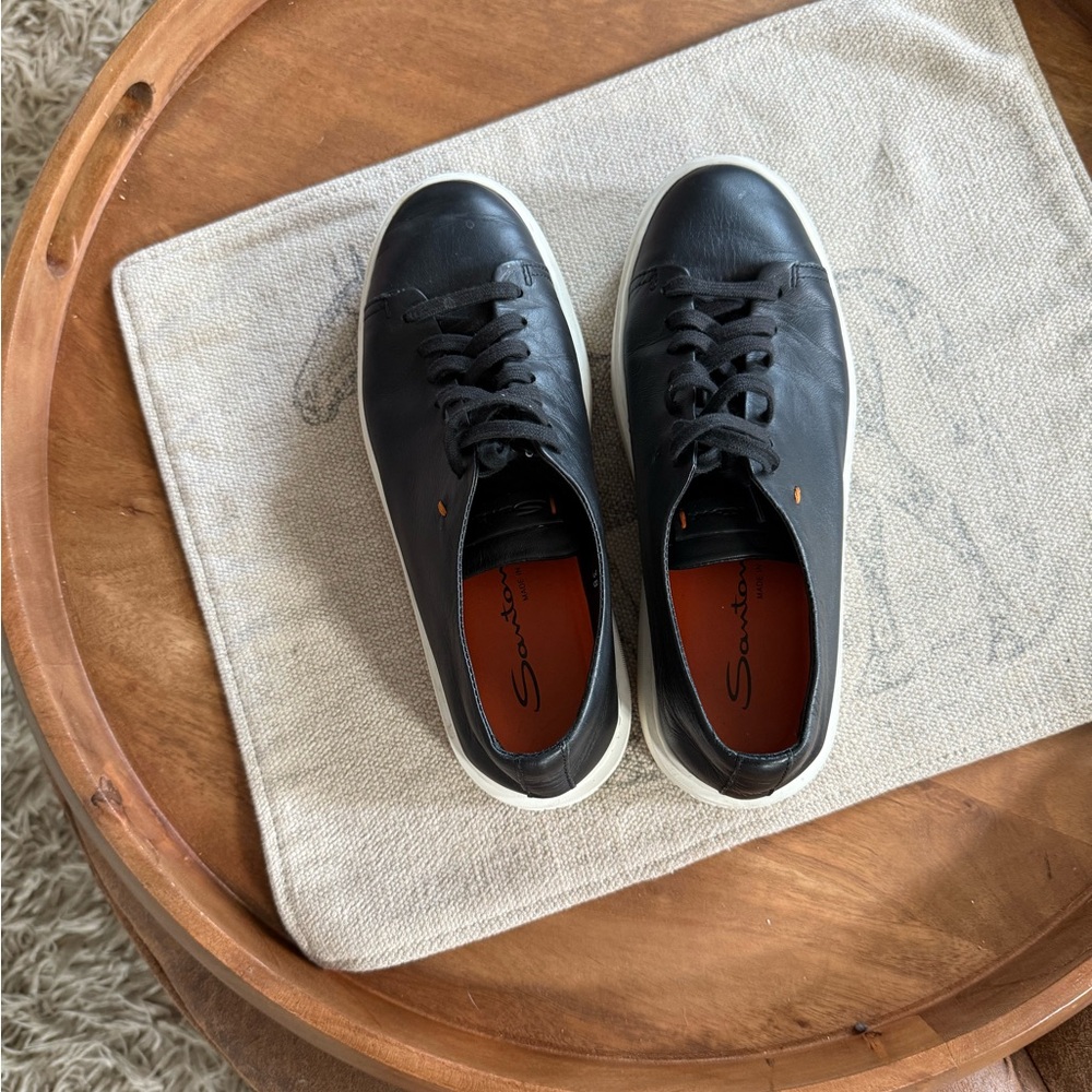 Santoni Black and White Sneakers with Sleek Design